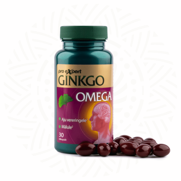 Ginkgo Pro Expert OMEGA N30 — bottle and capsules