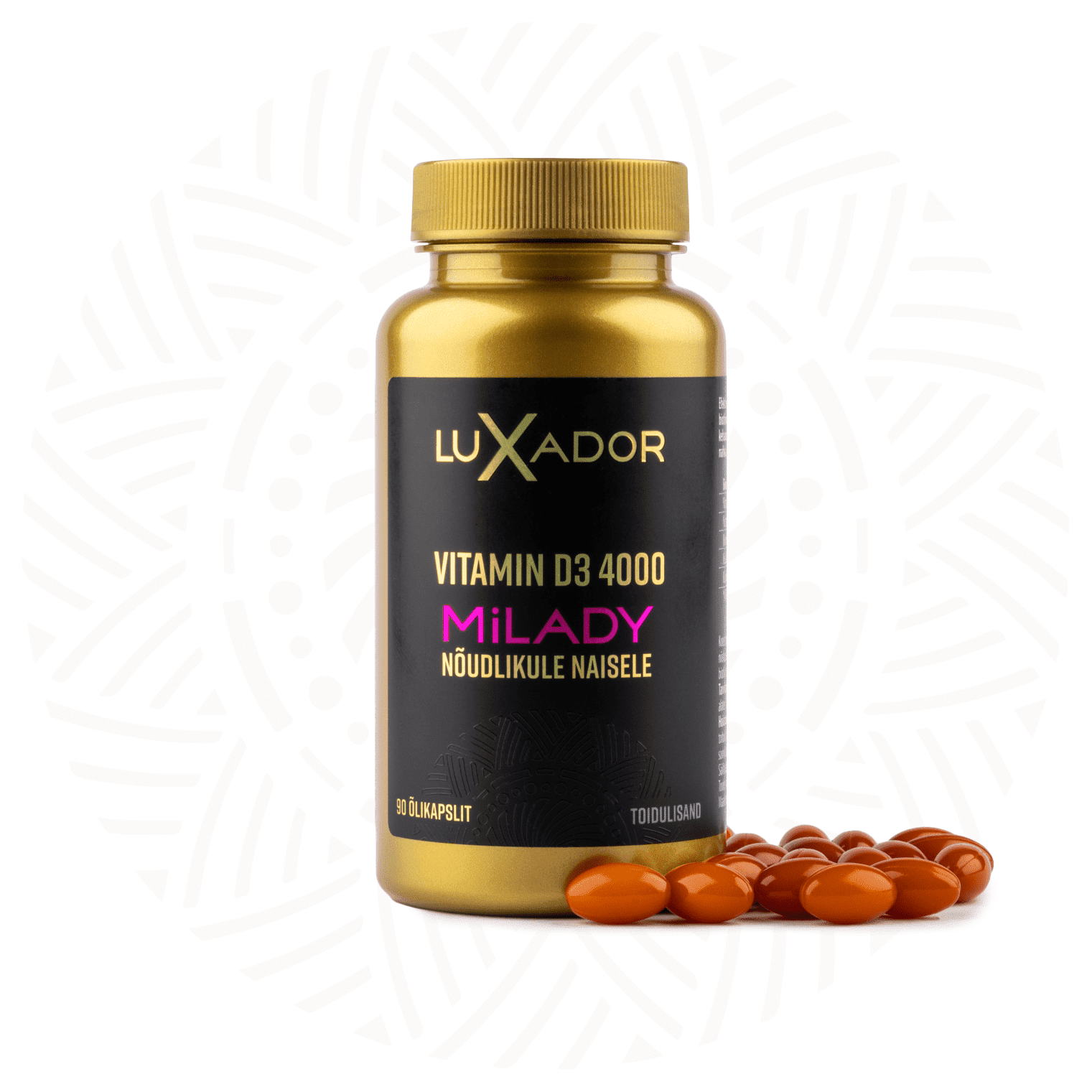 LUXADOR Vitamin D3 4000 MiLADY N90 — bottle and capsules