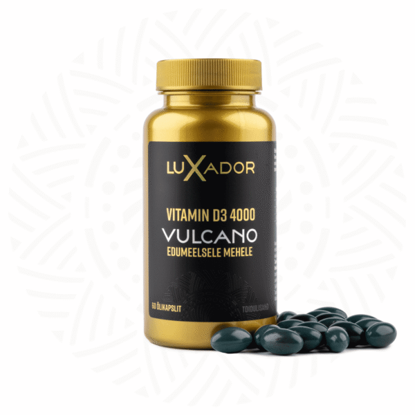 LUXADOR Vitamin D3 4000 VULCANO N60 — bottle and capsules