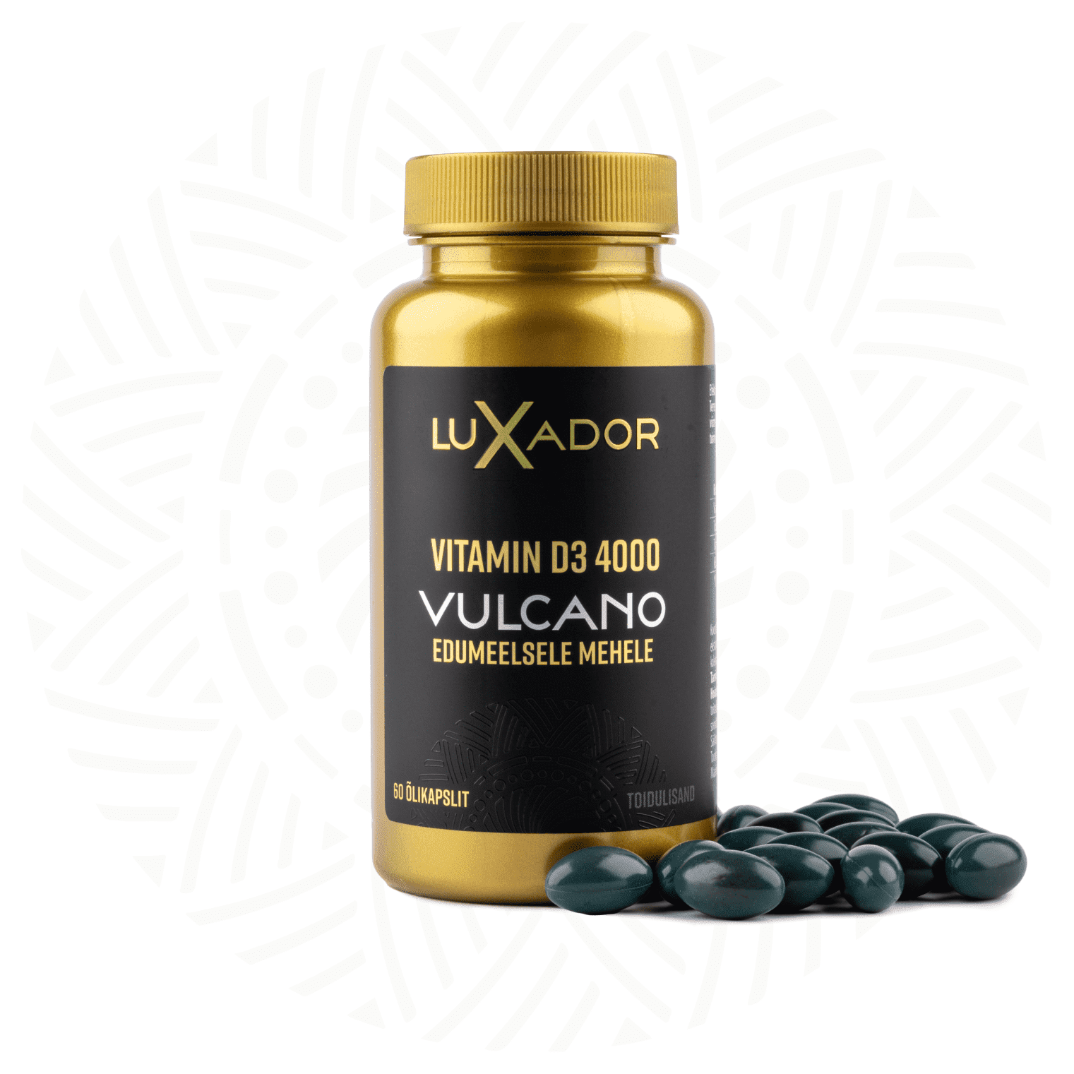 LUXADOR Vitamin D3 4000 VULCANO N60 — bottle and capsules