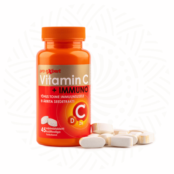 Vitamin C Pro Expert IMMUNO N45 — bottle and chewable tablets