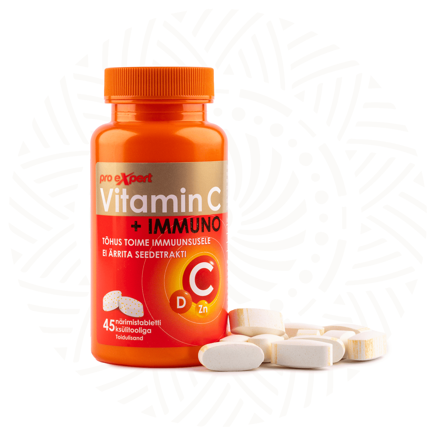 Vitamin C Pro Expert IMMUNO N45 — bottle and chewable tablets