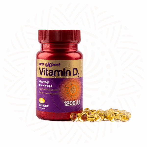 Vitamin D3 Pro Expert 1200IU N90 — bottle and capsules