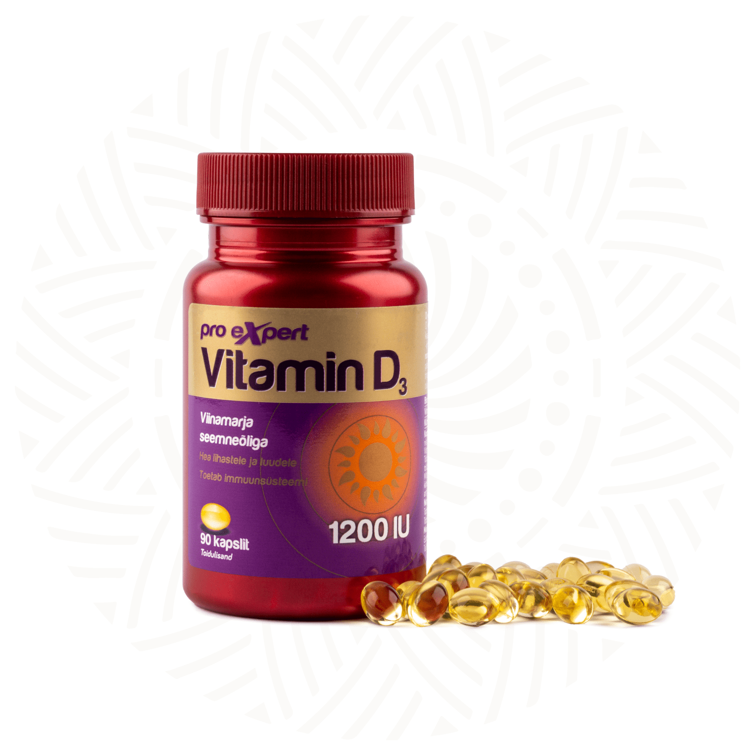 Vitamin D3 Pro Expert 1200IU N90 — bottle and capsules
