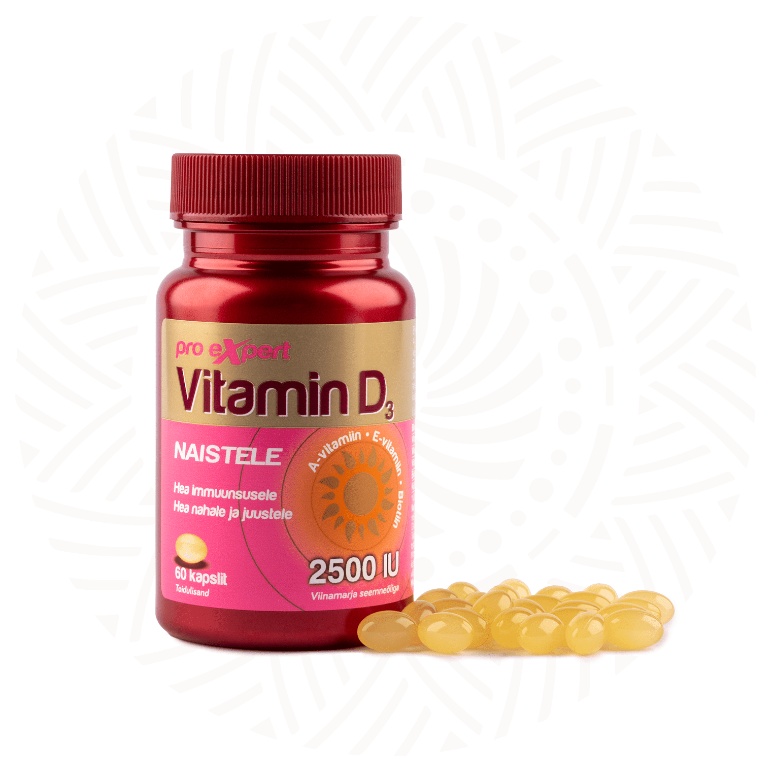 Vitamin D3 Pro Expert 2500IU N60 softgel capsules for women — bottle and capsules