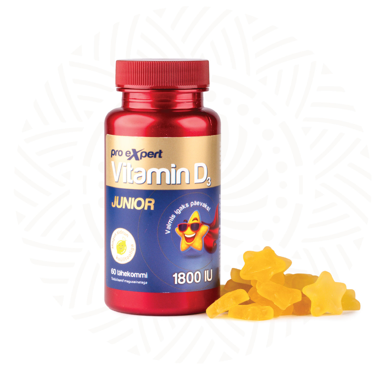 Vitamin D3 Pro Expert 1800 IU Junior STAR — bottle and gummies