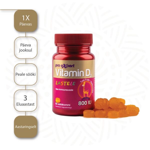 Vitamin D3 Pro Expert Lastele 800IU N60 — tarvitamisjuhend