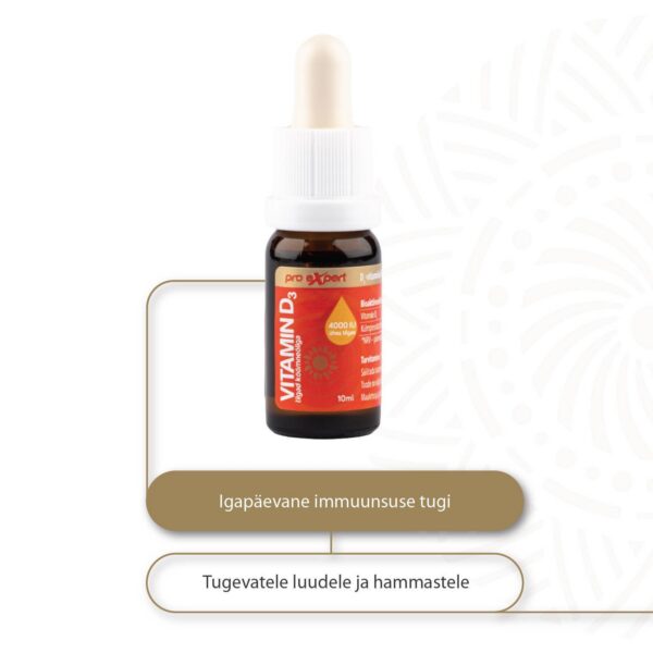Vitamin D3 Pro Expert 4000IU tilgad 10ml köömneõliga — pudel