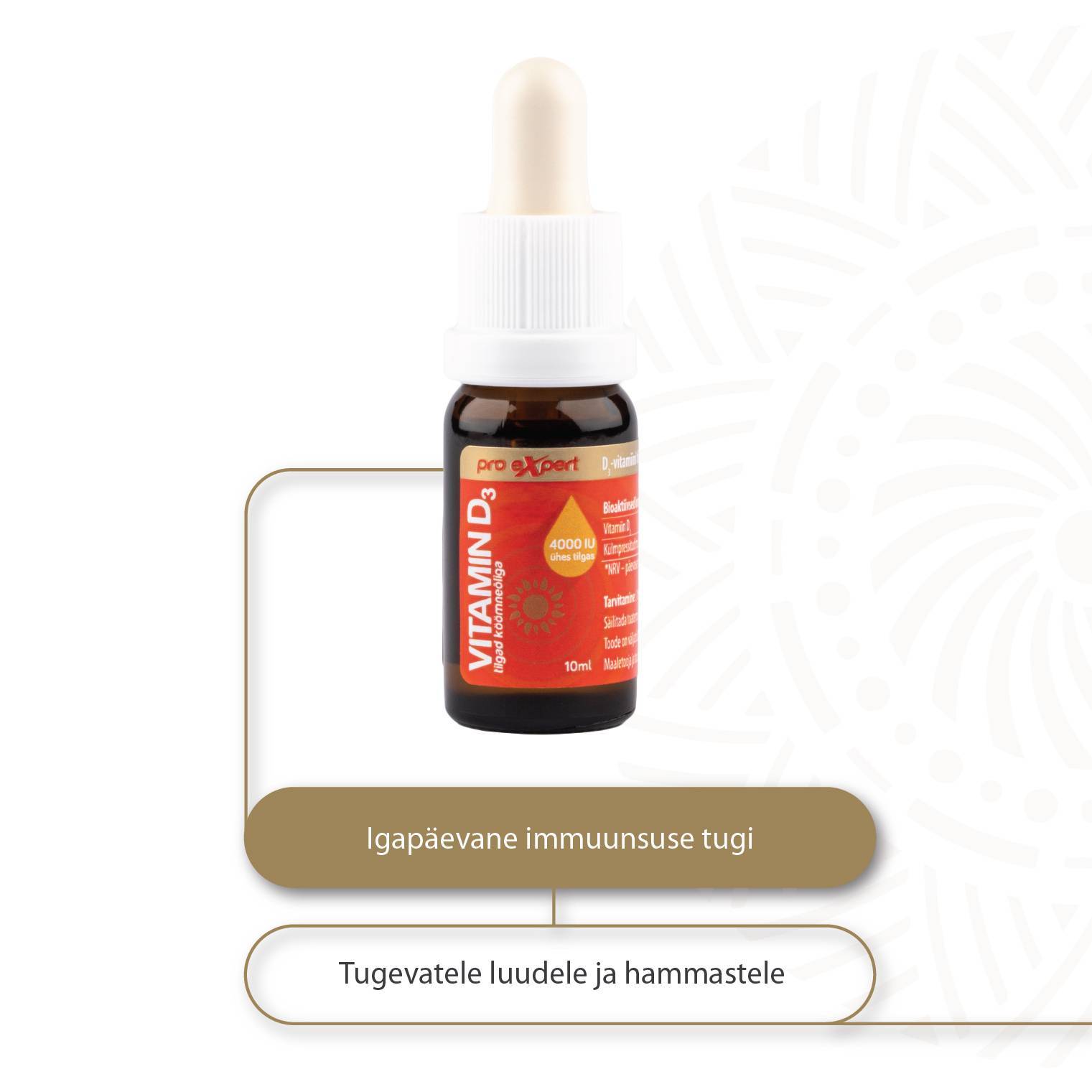 Vitamin D3 Pro Expert 4000IU tilgad 10ml köömneõliga — pudel